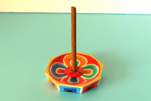 Load image into Gallery viewer, Flower Mini Incense Holder | Handmade Hand-painted Wood Incense Burner | Holds 4 Regular &amp; 1 Joss Sticks | Housewarming Gift, Home Decor
